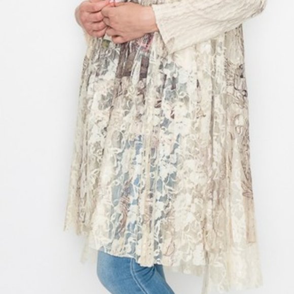 NEW COWBOY HAT CARDIGAN COWGIRL TUFF LACE DUSTER western bohemian sweater SM-3XL - Picture 7 of 8